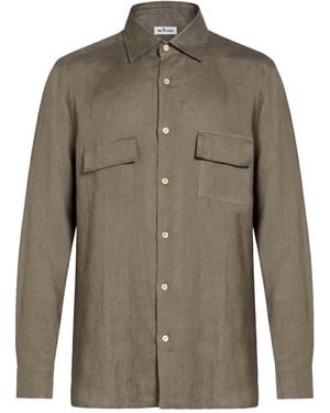 Kiton Khaki Shirt Linen - Green