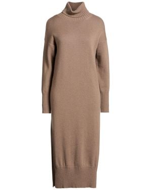 Snobby Sheep Taupe Midi Dress Wool, Cashmere - Brown