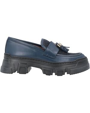 Pollini Loafers Calfskin, Textile Fibres - Blue