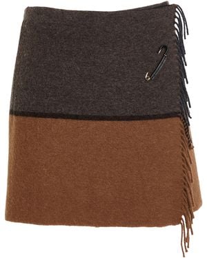 Semicouture Camel Mini Skirt Wool, Polyamide - Brown