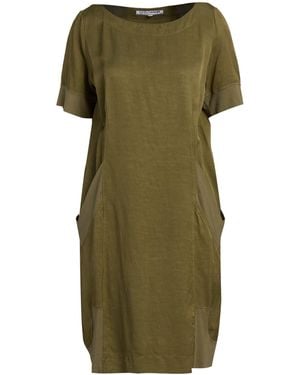 European Culture Khaki Mini Dress Rayon, Viscose, Cotton, Linen, Elastane - Green