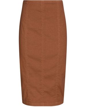 120% Lino Midi Skirt Linen, Cotton, Elastane - Brown