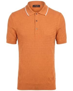 Moorer Polo Shirt Wool, Silk - Orange