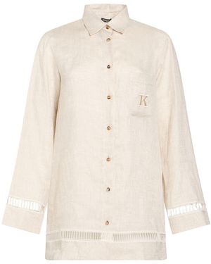 Kiton Shirt Linen, Cotton, Silk - Natural