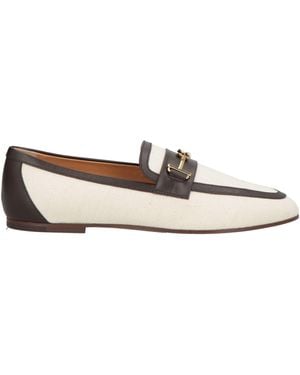 Tod's Dark Loafers Textile Fibres, Leather - White