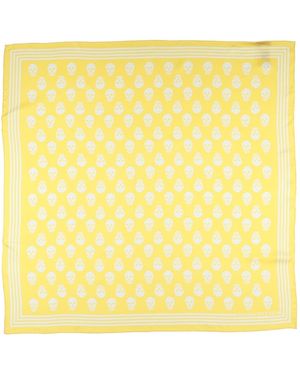 McQueen Biker Skull Print Scarf - Yellow