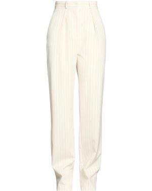 Elisabetta Franchi Ivory Pants Polyester, Virgin Wool, Elastane - White