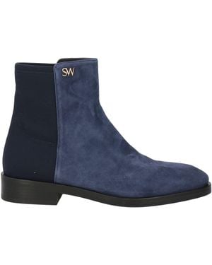 Stuart Weitzman Ankle Boots Leather, Textile Fibres - Blue