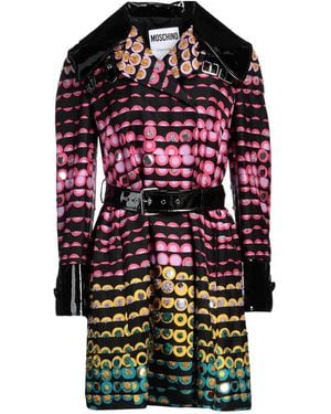 Moschino Overcoat & Trench Coat Silk, Polyester, Elastane, Polyurethane Resin, Glass - Black