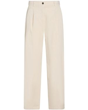 SEVENTY VENEZIA Cream Trousers Lyocell, Cotton, Elastane - White