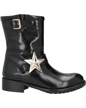 Red(V) Ankle Boots Leather - Black