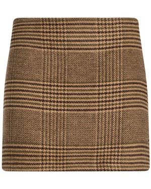 Haveone Camel Mini Skirt Polyester, Acrylic, Polyamide, Viscose, Wool - Brown
