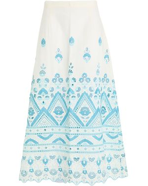 Etro Ivory Midi Skirt Cotton, Polyester - Blue