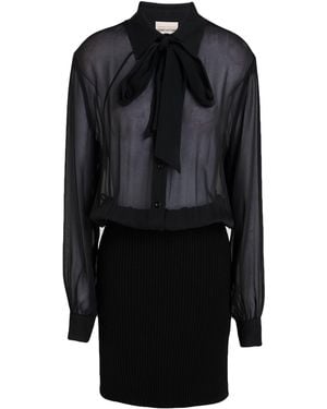 Semicouture Mini Dress Virgin Wool, Acetate, Silk - Black