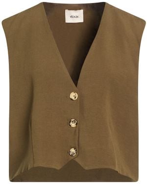 Dixie Tailored Vest Viscose, Linen - Green