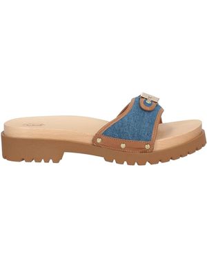 Scholl Mules & Clogs Textile Fibers, Leather - Blue