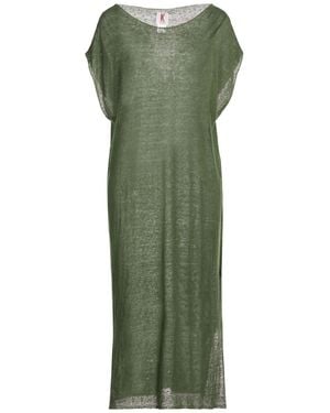Kontatto Military Midi Dress Linen, Polyamide - Green