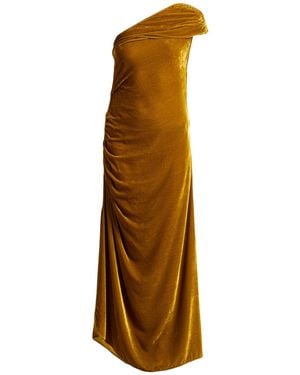 Erika Cavallini Semi Couture Mustard Maxi Dress Viscose, Silk - Metallic