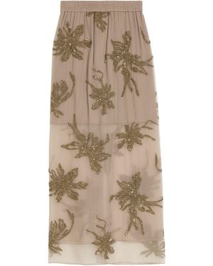 Brunello Cucinelli Maxi Skirt Silk, Polyester, Cotton, Polyamide - Natural