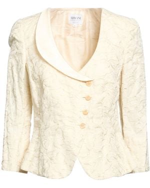 Armani Collezioni Cream Jacket Cotton, Viscose, Metal, Silk - Natural