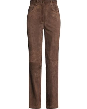 Semicouture Pants Leather - Brown