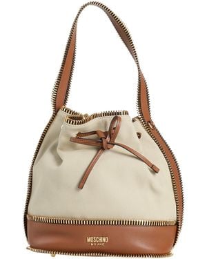 Moschino Shoulder Bag Textile Fibers, Leather - Natural
