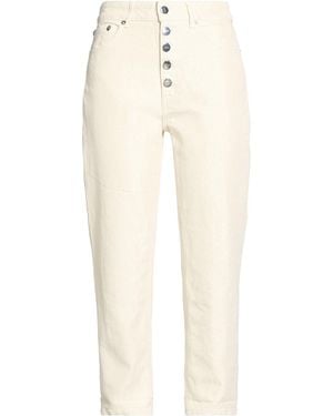 Dondup Cream Trousers Cotton, Viscose, Polyester - White