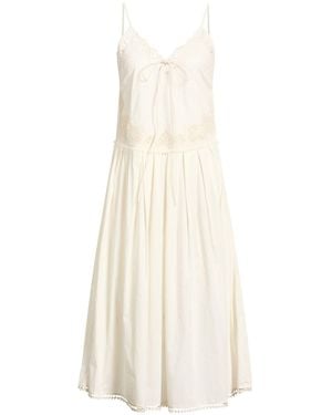 Twinset Ivory Midi Dress Cotton, Polyester - White