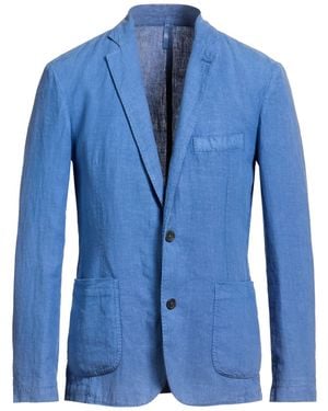 120% Lino Blazer Linen - Blue