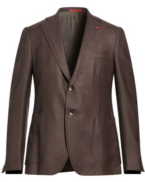 Isaia Dark Blazer Wool - Brown