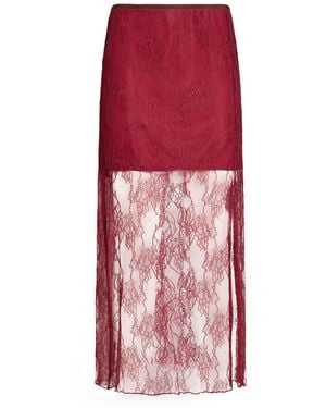 Please Burgundy Midi Skirt Polyamide, Polyester - Red
