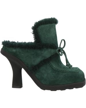 Burberry Suede Embellished Lace-Up Mules - Green