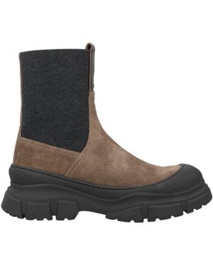 Brunello Cucinelli Taupe Ankle Boots Leather, Textile Fibres - Brown