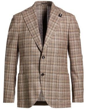 Lardini Khaki Blazer Silk, Wool - Brown