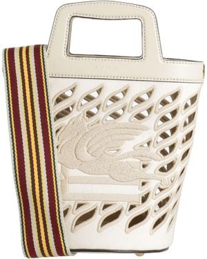 Etro Cream Handbag Leather, Textile Fibers - White