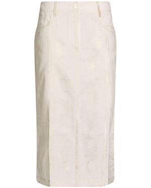 Aviu Denim Skirt Cotton, Linen, Elastane - White