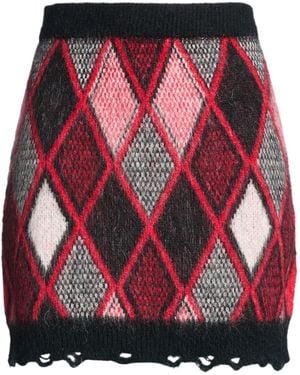 Kaos Mini Skirt Acrylic, Mohair Wool, Polyamide - Red