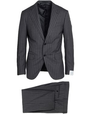 Caruso Charcoal Suit Super 130S Wool - Blue