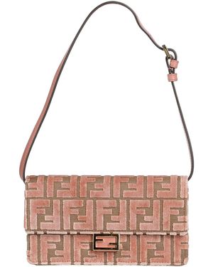 Fendi Handbag Calfskin, Textile Fibres - Pink