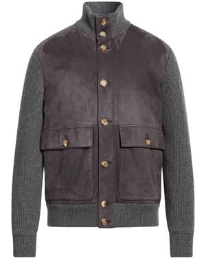 Brunello Cucinelli Jacket Leather, Cashmere - Gray