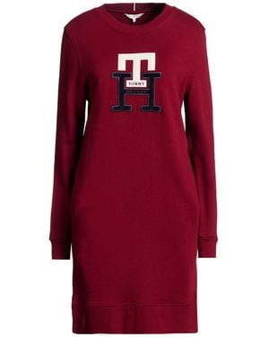 Tommy Hilfiger Burgundy Mini Dress Cotton - Red