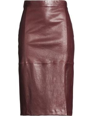 Enes Burgundy Midi Skirt Lambskin, Elastane - Purple