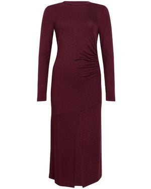 Berna Burgundy Midi Dress Viscose, Elastane - Purple
