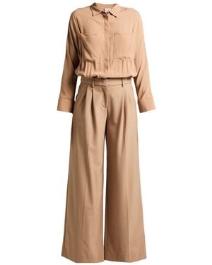 Semicouture Camel Jumpsuit Polyester, Virgin Wool, Elastane, Acetate, Silk - Natural