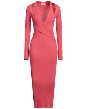 ViCOLO Coral Midi Dress Viscose, Polyester - Red