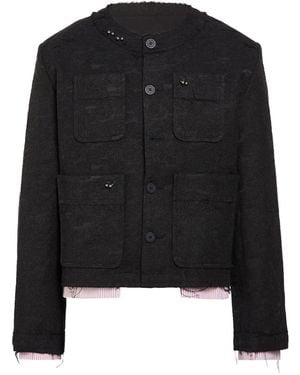 Charles Jeffrey Charcoal Jacket Polyester, Acrylic, Wool - Black