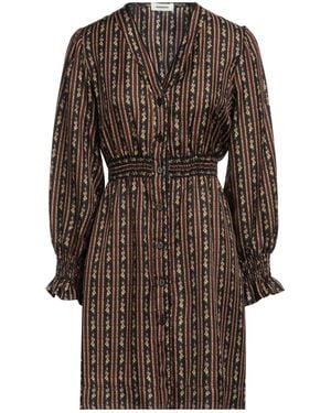 Sandro Floral-print Silk-twill Mini Dress - Brown