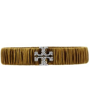 Tory Burch Dark Belt Textile Fibres - Natural