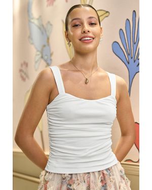 Yumi' Cotton Ruched Vest Top - White