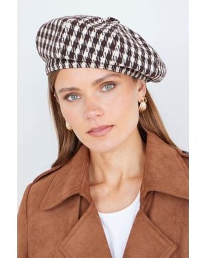 Yumi' Leopard Print Baker Boy Hat - Brown